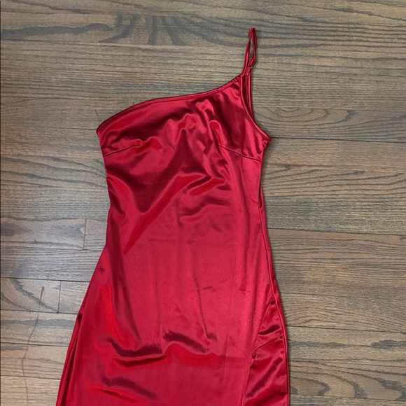 ROMWE One Shoulder Burgundy Dress - Picture 11 of 15